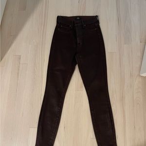 7 for all Mankind, high-wasted ankle skinny in chocolate